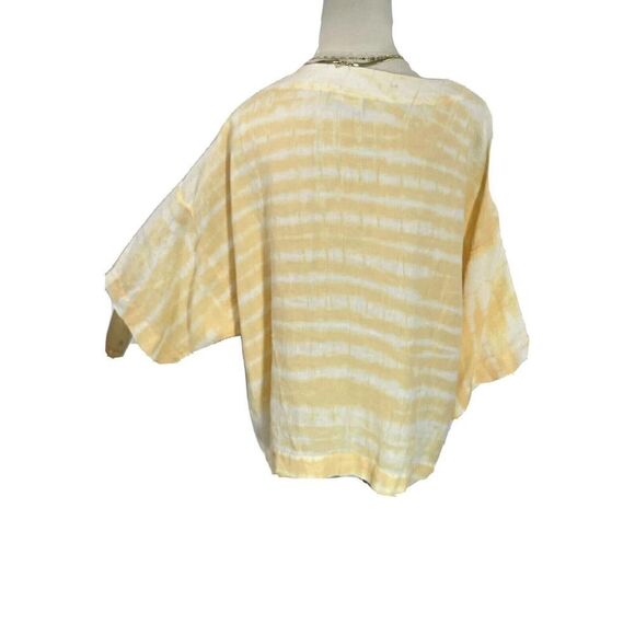 J. Jill Pure Jill Boxy 100% Linen Top Large Tie Dye Shibori Kimono - Picture 5 of 14